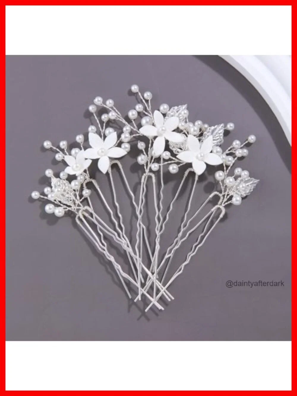 Handmade Pearl Bridal Wedding Hair Pins 9Pcs White Flower Pearls Clips